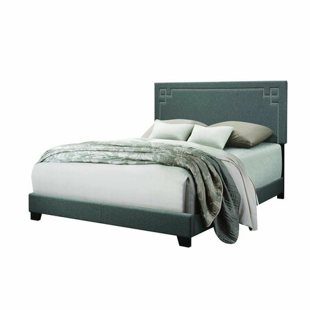 GFANCY FIXTURES 80 x 86 x 50 in. Gray Fabric Upholstered Wood Leg Eastern King Bed GF3100176
